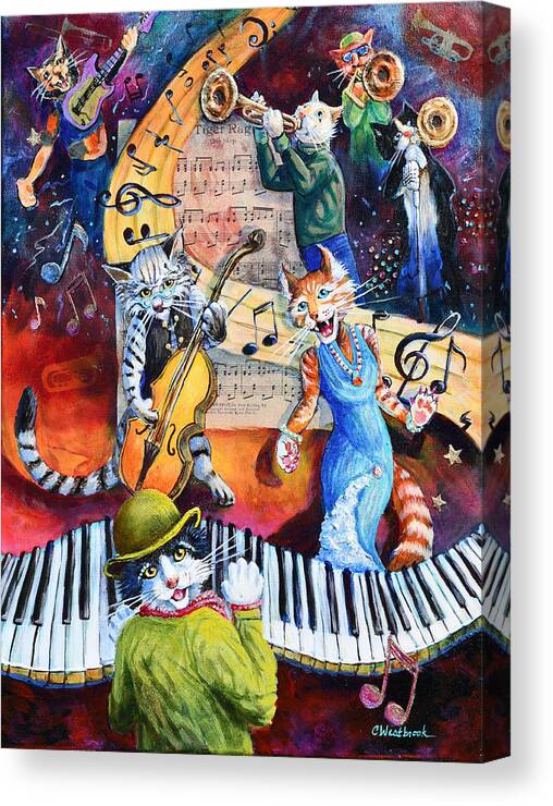 Jazz Canvas Print featuring the painting Tiger Rag by Cynthia Westbrook