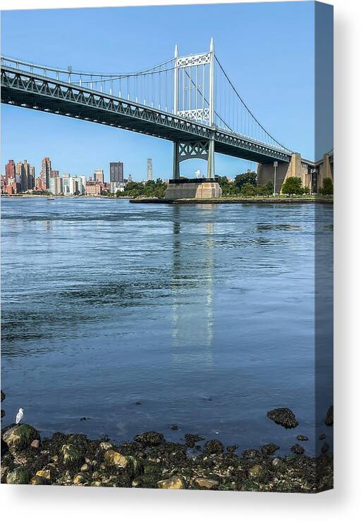 Triboro Bridge Canvas Print featuring the photograph Triboro Bridge in Blue by Cate Franklyn