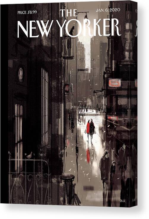 Twilight Avenue Canvas Print featuring the painting Twilight Avenue by Pascal Campion