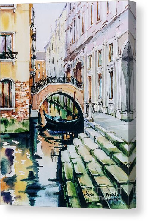 Venice Canvas Print featuring the digital art Venetian Canal IV by Maria Rabinky