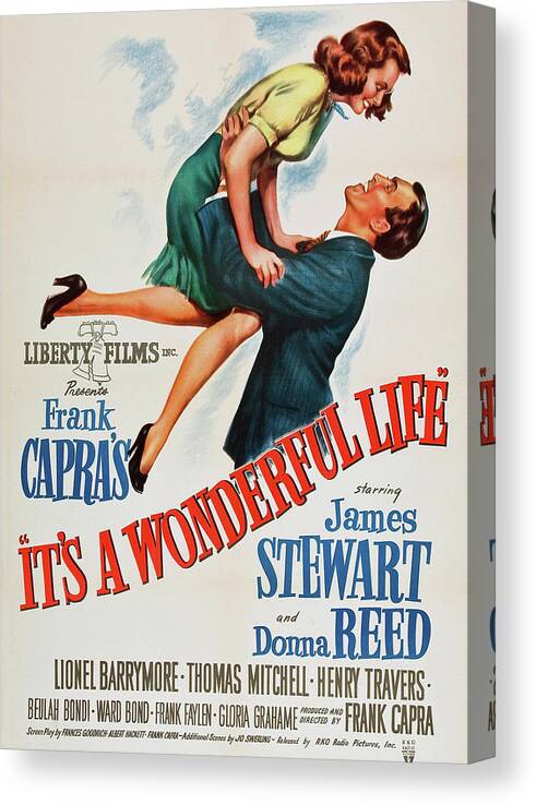 It's A Wonderful Life Canvas Print featuring the mixed media Vintage Movie Poster - Its a Wonderful Life 1946 by Mountain Dreams