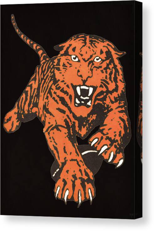 Tiger Canvas Print featuring the mixed media Vintage Tiger Football Art by Row One Brand