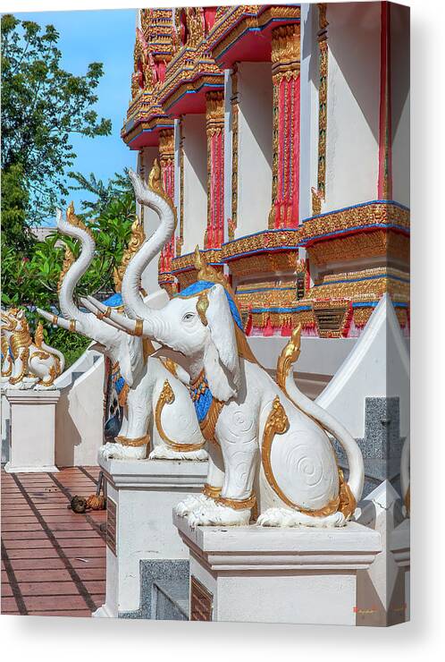 Scenic Canvas Print featuring the photograph Wat Phra In Plaeng Phra Ubosot Khochasi Guardians DTHNP0202 by Gerry Gantt