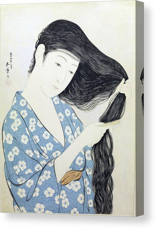 Japan Canvas Print featuring the painting Woman in Blue by Long Shot