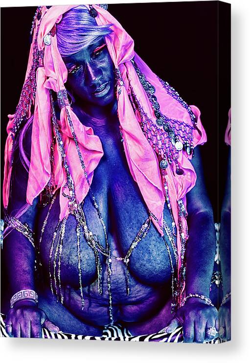 Blacklight Canvas Print featuring the photograph Woman of the Pink by Jose Pagan