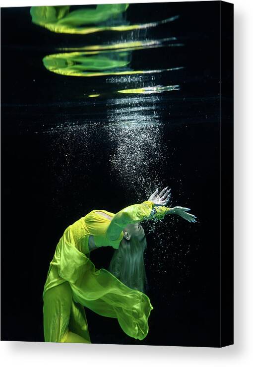 Underwater Canvas Print featuring the photograph Yellow Mermaid by Gemma Silvestre