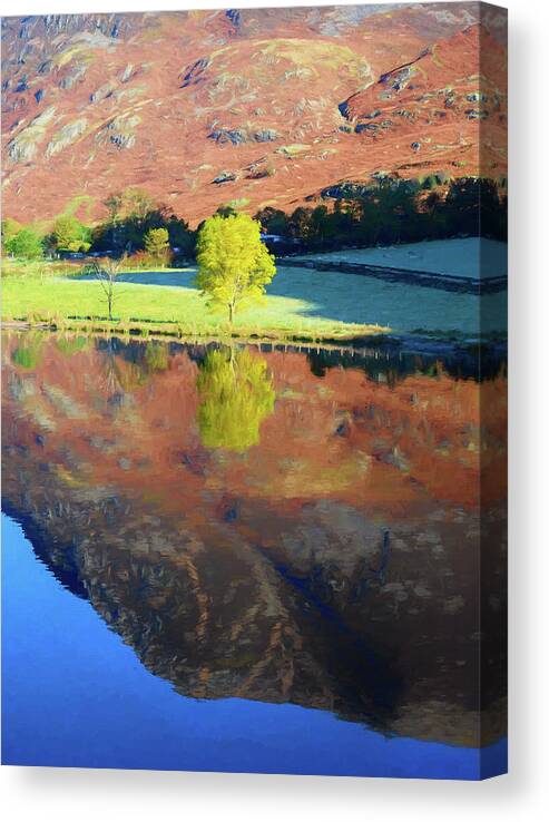England Canvas Print featuring the digital art Yellow Tree Reflection 3 by Roy Pedersen