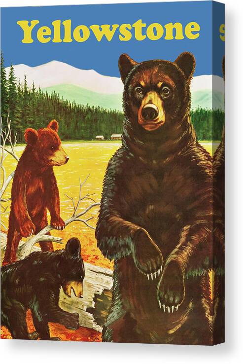 Animal Canvas Print featuring the digital art Yellowstone Bears by Long Shot