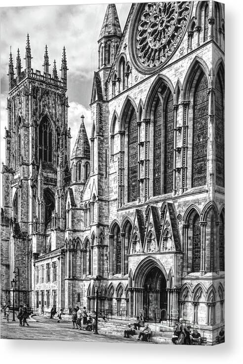 York Canvas Print featuring the photograph York Minster in Monochrome by Pics By Tony