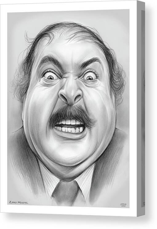 Zero Mostel Canvas Print featuring the drawing Zero Mostel by Greg Joens