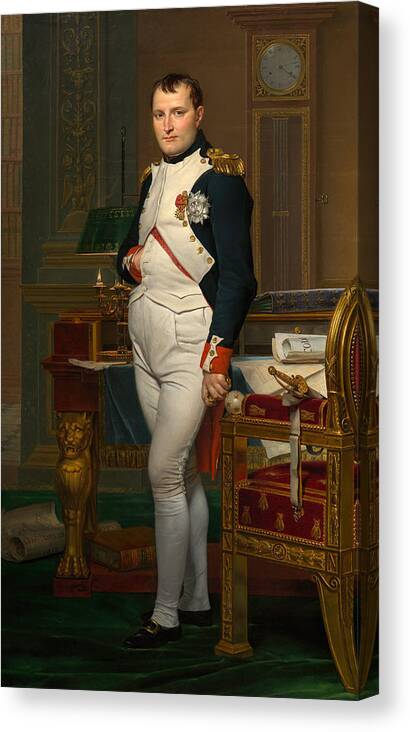Napoleon Canvas Print featuring the painting Emperor Napoleon in His Study at the Tuileries by War Is Hell Store