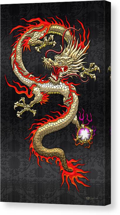 Treasures Of China By Serge Averbukh Canvas Print featuring the photograph Golden Chinese Dragon Fucanglong #1 by Serge Averbukh