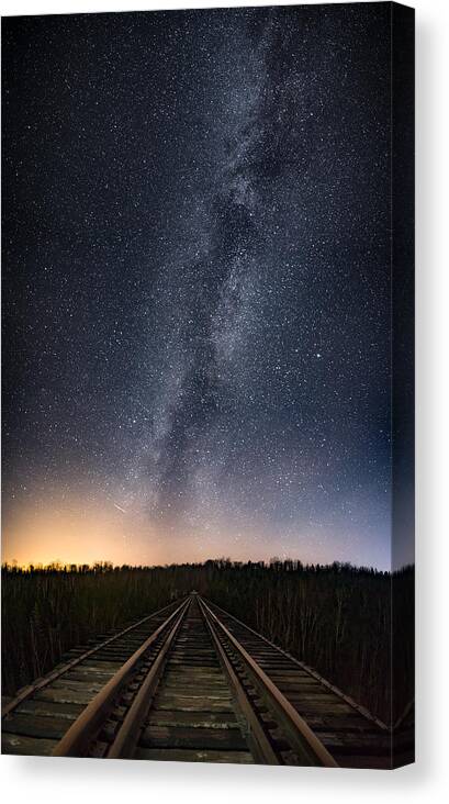 Astrophotography Canvas Print featuring the photograph November Milky Way from the Pass Lake Train Trestle, Take 1 by Jakub Sisak