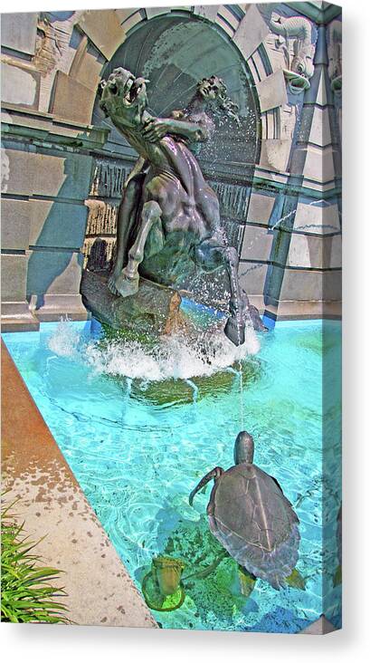 Neptune Canvas Print featuring the photograph The Neptune Fountain At The Library Of Congress - North Nymph by Cora Wandel