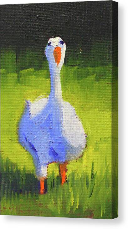 White Goose Canvas Print featuring the painting Sunshine Goose by Nancy Merkle