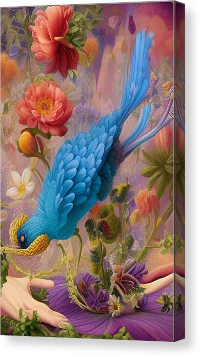 Bird Canvas Print featuring the mixed media Beautiful Bird by Nancy Ayanna Wyatt