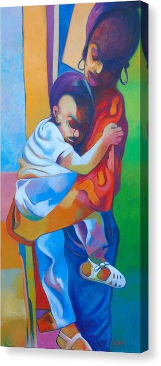  Canvas Print featuring the painting Mother's Love by Glenford John