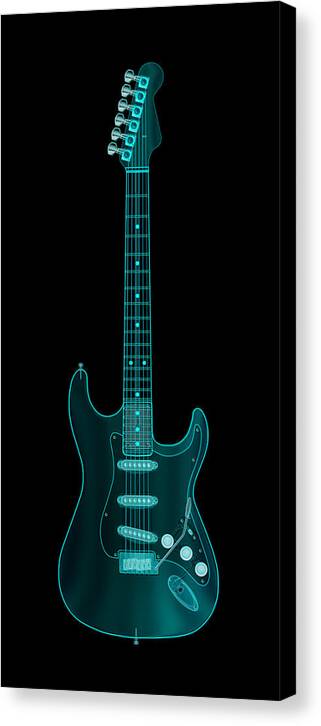 electric Guitar Canvas Print featuring the digital art X-Ray Electric Guitar by Michael Tompsett