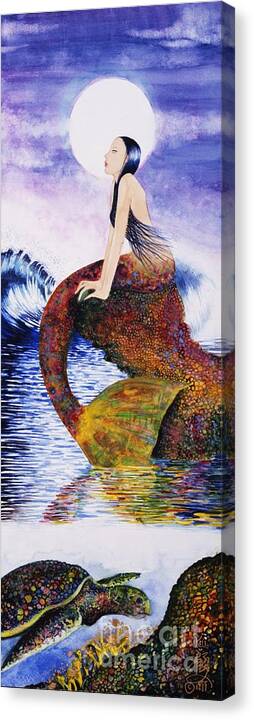 Ocean Canvas Print featuring the painting Mermaid Love by Frances Ku