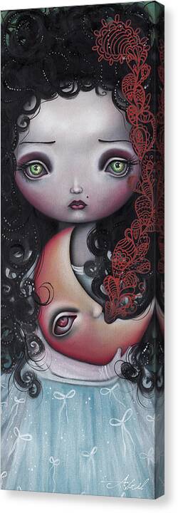 Fantasy Canvas Print featuring the painting Moon Keeper by Abril Andrade