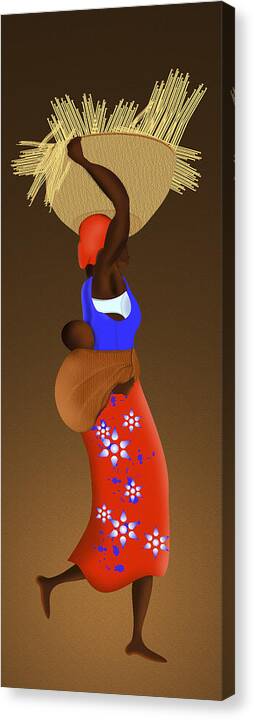 Africa Canvas Print featuring the digital art Working Mom by Terry Boykin