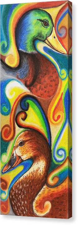 Ducks Canvas Print featuring the drawing Ducks by Kimberly Piro
