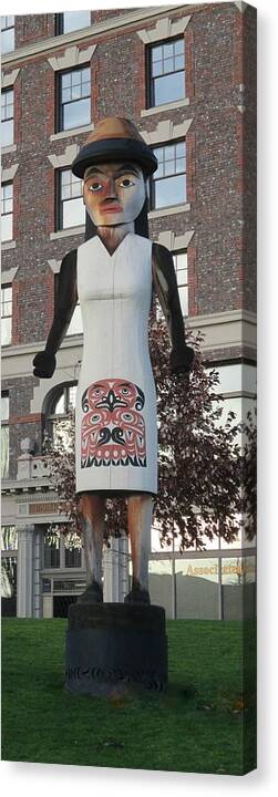 Wood Canvas Print featuring the photograph Salish Woman by Martin Cline