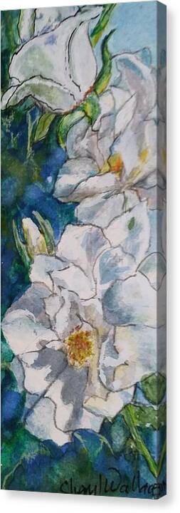 White Canvas Print featuring the painting When Only Flowers Will Do by Cheryl Wallace