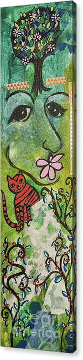 Red Cat Canvas Print featuring the mixed media The Red Cat has a Secret by Mimulux Patricia No