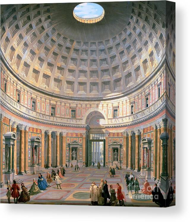 Architecture Canvas Print featuring the painting Interior of the Pantheon by Panini