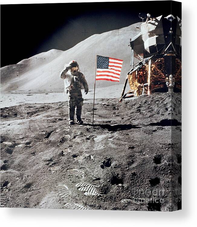 1971 Canvas Print featuring the photograph Apollo 15 - Moon 1971 #1 by Granger