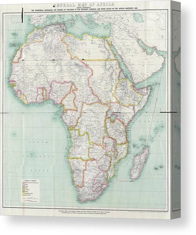 Africa Canvas Print featuring the photograph Map Of Africa by Library Of Congress, Geography And Map Division
