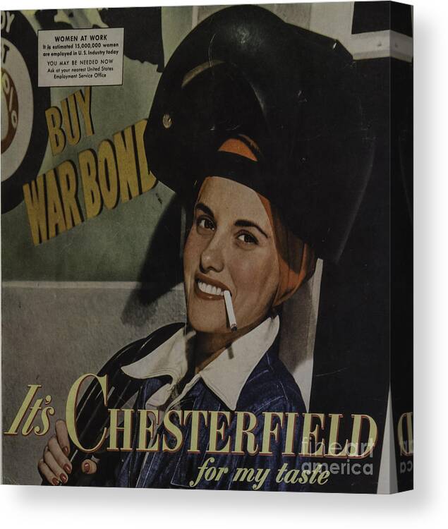 1940's Chesterfield Add Canvas Print featuring the photograph 1940's Chesterfield Add by Mitch Shindelbower