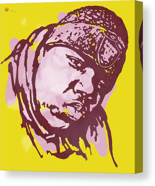 Biggie Smalls Colour Drawing Art Poster - Pop Art Canvas Print featuring the drawing Biggie smalls Modern colour etching art poster by Kim Wang