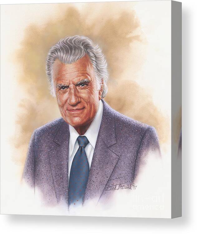 Portrait Canvas Print featuring the painting Billy Graham Evangelist by Dick Bobnick