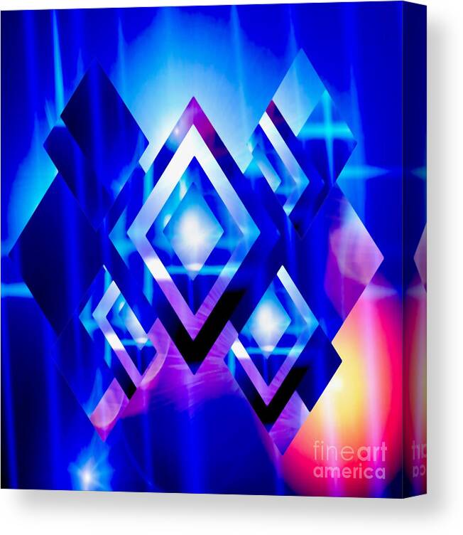 Digital Art Graphics Look Into The Blue All Dark Prints Canvas Print featuring the digital art Blue Diamonds by Gayle Price Thomas