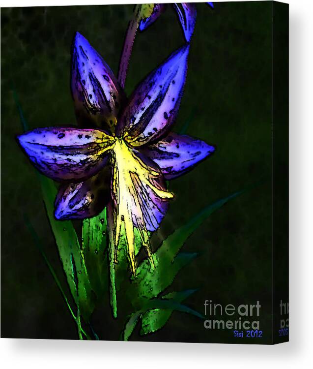 Flower Canvas Print featuring the digital art Blue lily2 by Susanne Baumann