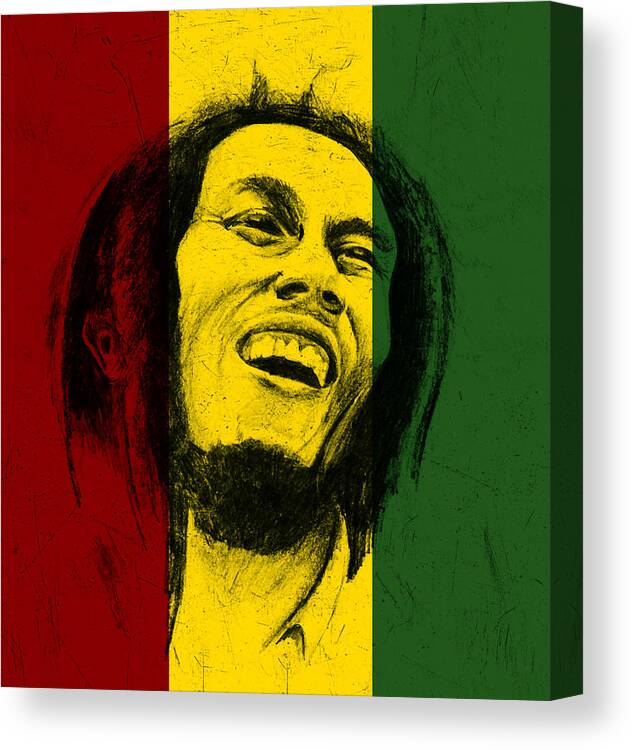 Bob Marley Canvas Print featuring the digital art Bob Marley Reggae Tribute by Allan Swart