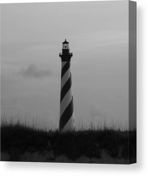 Lighthouse Canvas Print featuring the photograph Cape Hatteras Lighthouse Black And White 2 by Cathy Lindsey