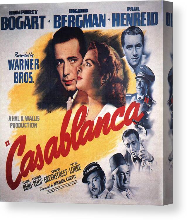40s Canvas Print featuring the digital art Casablanca in Color by Georgia Fowler