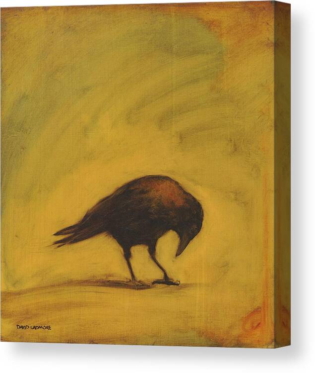 Crow Canvas Print featuring the painting Crow 11 by David Ladmore