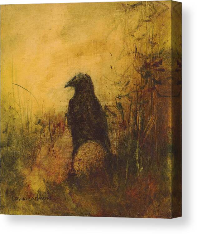 Crow Canvas Print featuring the painting Crow 7 by David Ladmore