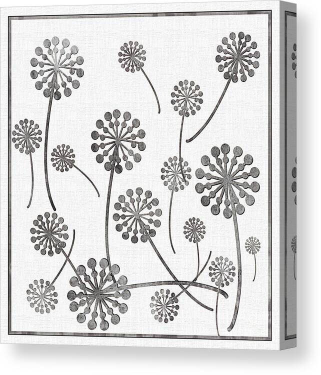 Dandelion Seeds Grey Canvas Print featuring the digital art Dandelion Seeds Grey by Barbara A Griffin