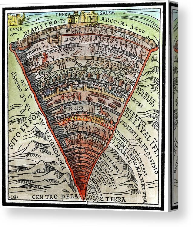 1520s Canvas Print featuring the painting Dante's Inferno, C1520 by Granger