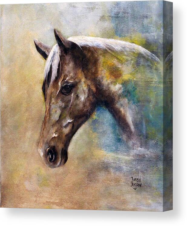 Racing Canvas Print featuring the painting Early Morning Favorite by Barbie Batson