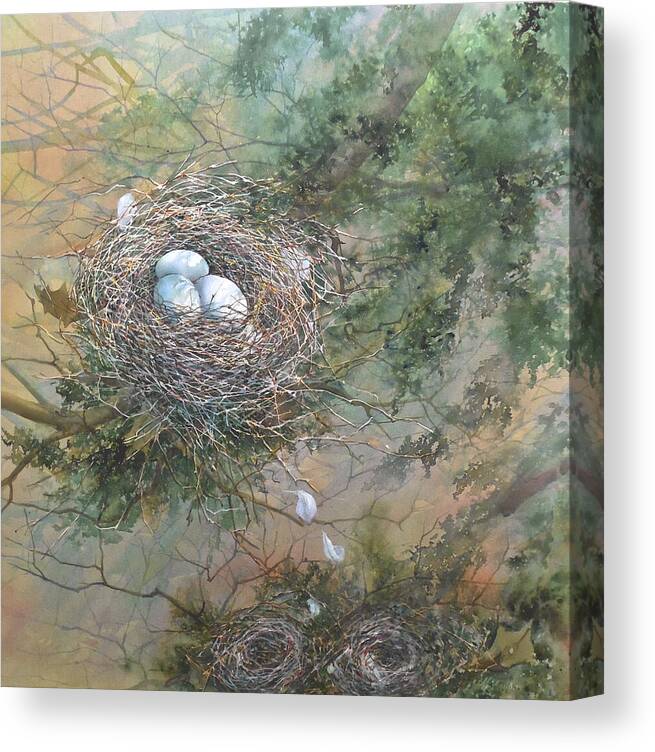 Bird Nest Canvas Print featuring the painting Expecting Again by Maryann Boysen