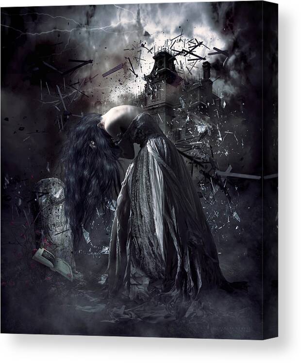 Shanina Conway Canvas Print featuring the digital art Fall of the house of Usher by Shanina Conway