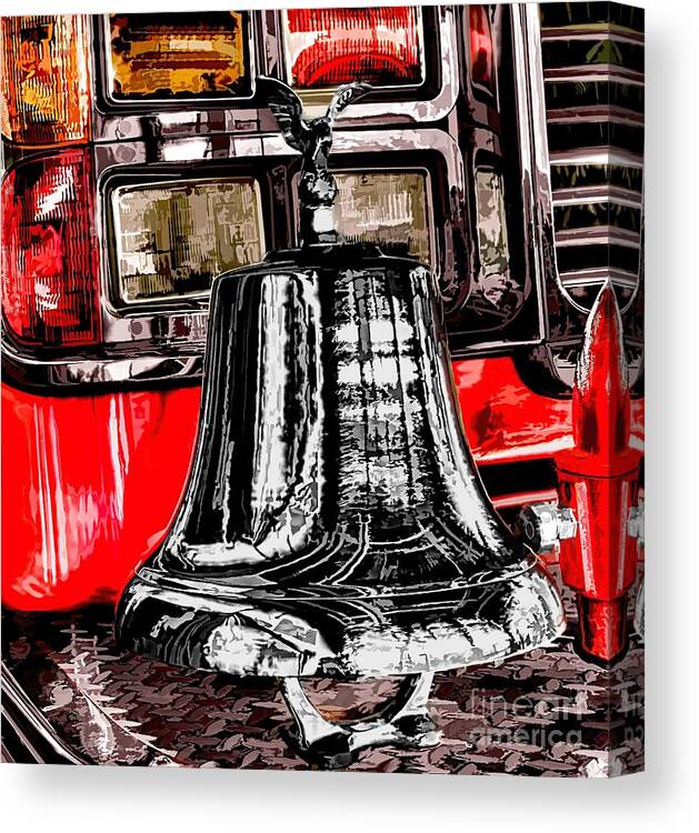 Fire Engine Bell Canvas Print featuring the photograph Fire Engine Bell by Jim Lepard