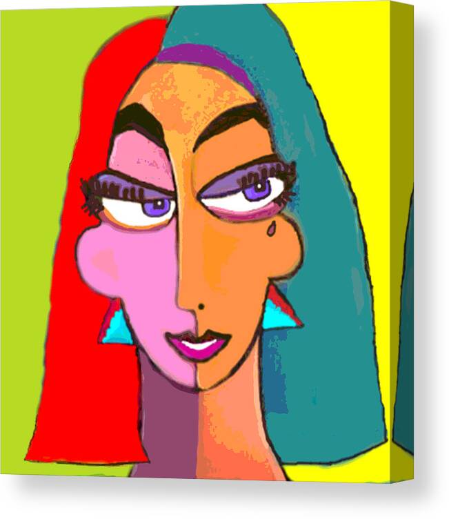 Picasso Face Canvas Print featuring the digital art Geo Janus Woman by Pamela Smale Williams