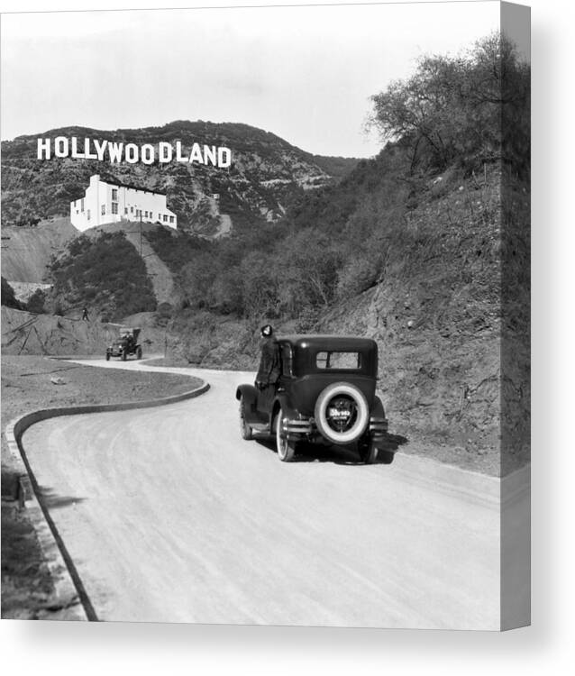 #faatoppicks Canvas Print featuring the photograph Hollywoodland by Underwood Archives
